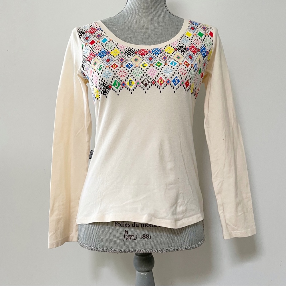 Moschino jeans Y2K colorful pattern longsleeve top cream